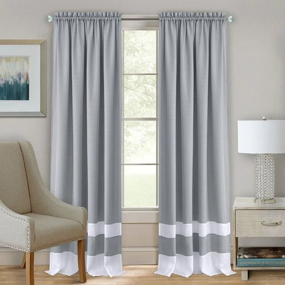 Woven Trends Two-Tone Window Curtain Panels, Rod- Pocket Room Darkening